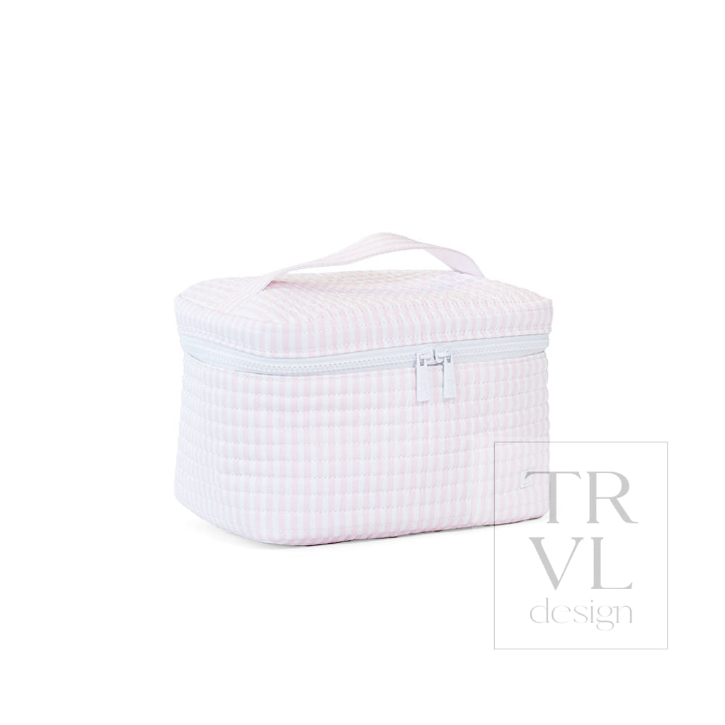 QUILTED TRAIN SET - PIMLICO STRIPE PINK - Cosmetic & Toiletry Bags