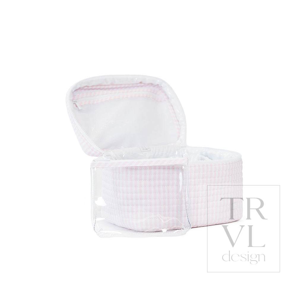 QUILTED TRAIN SET - PIMLICO STRIPE PINK - Cosmetic & Toiletry Bags