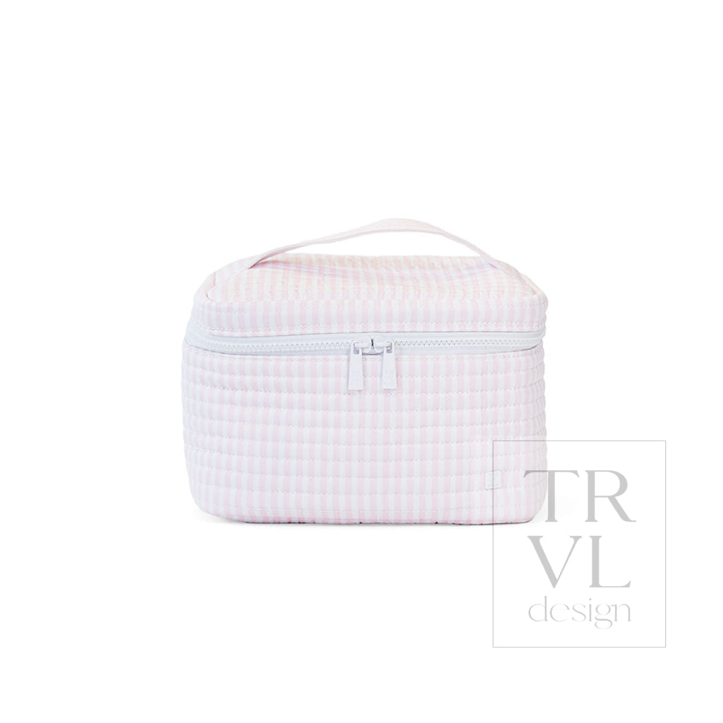 QUILTED TRAIN SET - PIMLICO STRIPE PINK - Cosmetic & Toiletry Bags