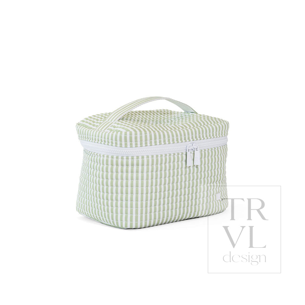 QUILTED TRAIN SET - PIMLICO STRIPE SAGE - Cosmetic & Toiletry Bags