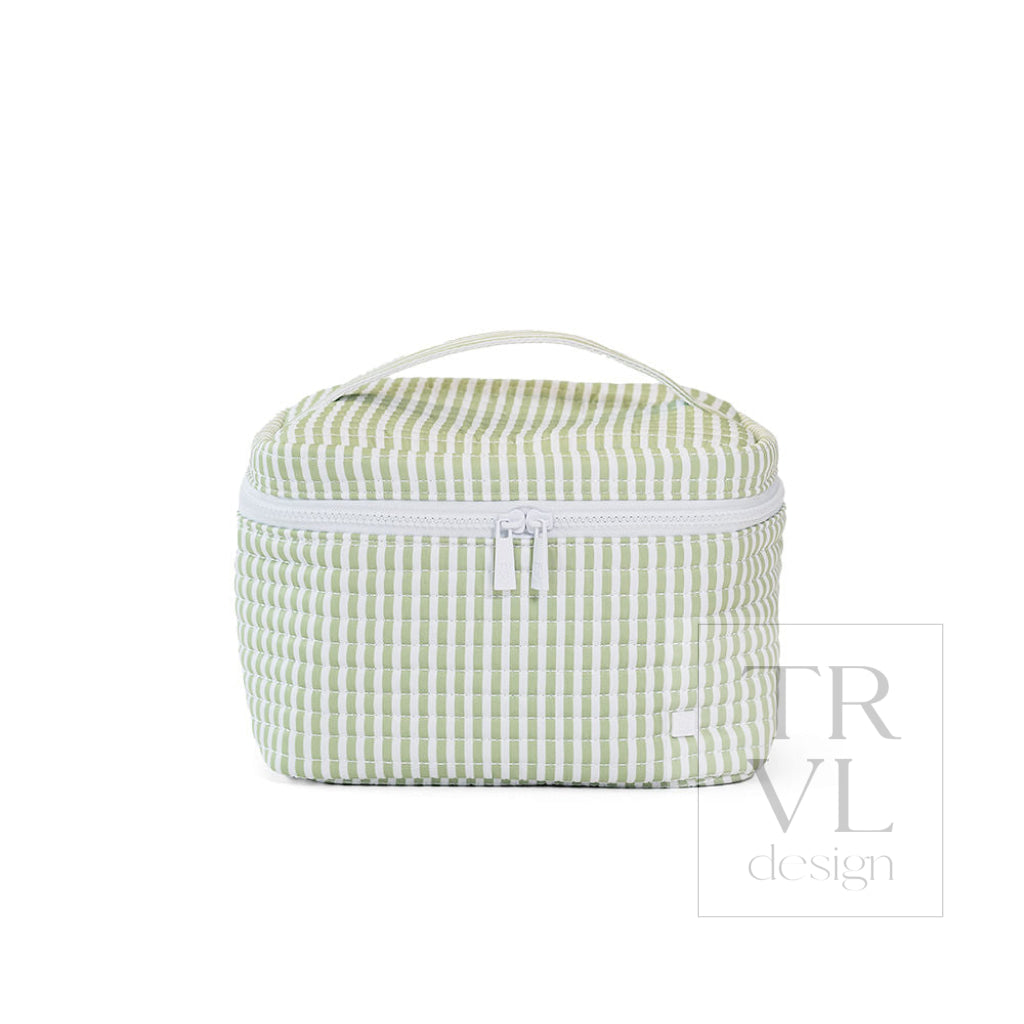 QUILTED TRAIN SET - PIMLICO STRIPE SAGE - Cosmetic & Toiletry Bags