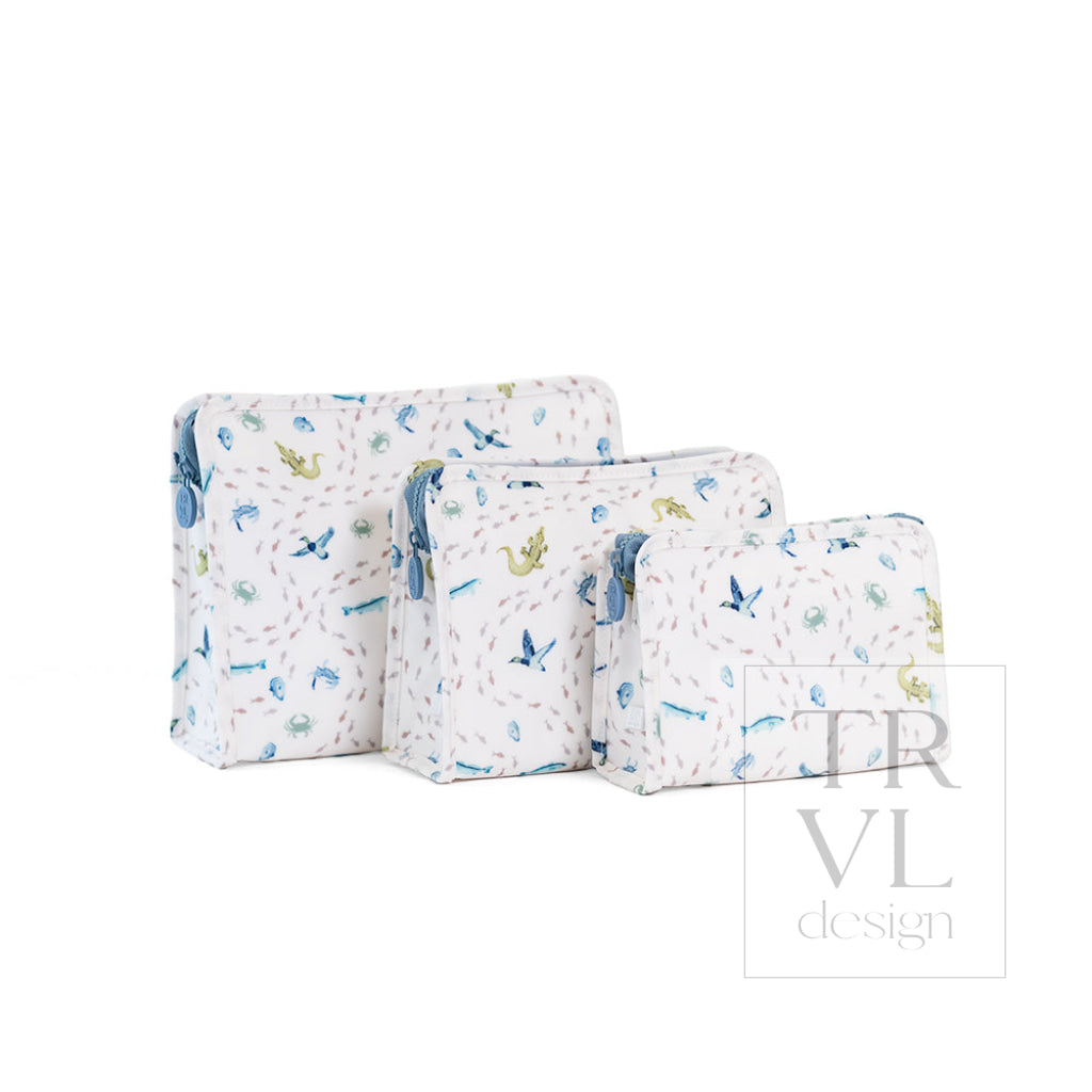 ROADIE LARGE Zip Pouch - COASTAL TIDES - Travel Pouches