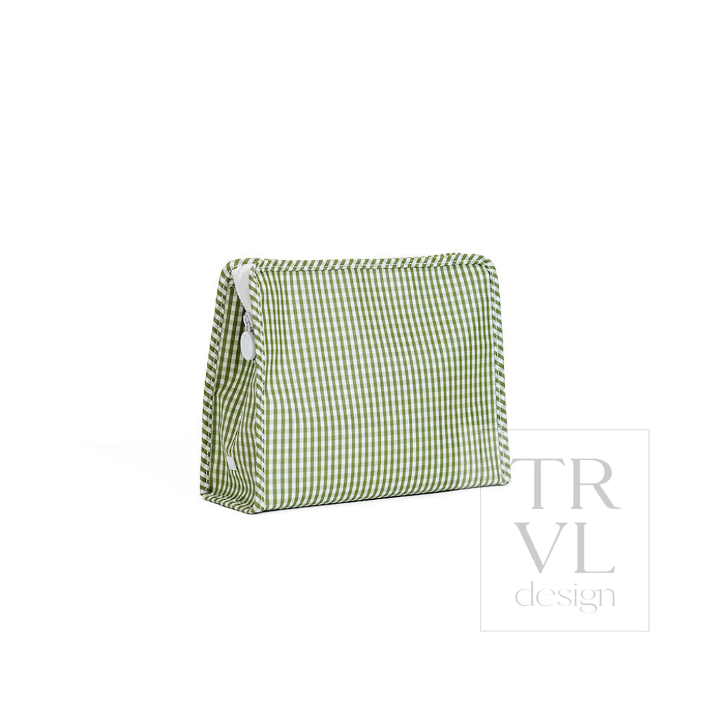 ROADIE LARGE Zip Pouch - GINGHAM MOSS - Travel Pouches
