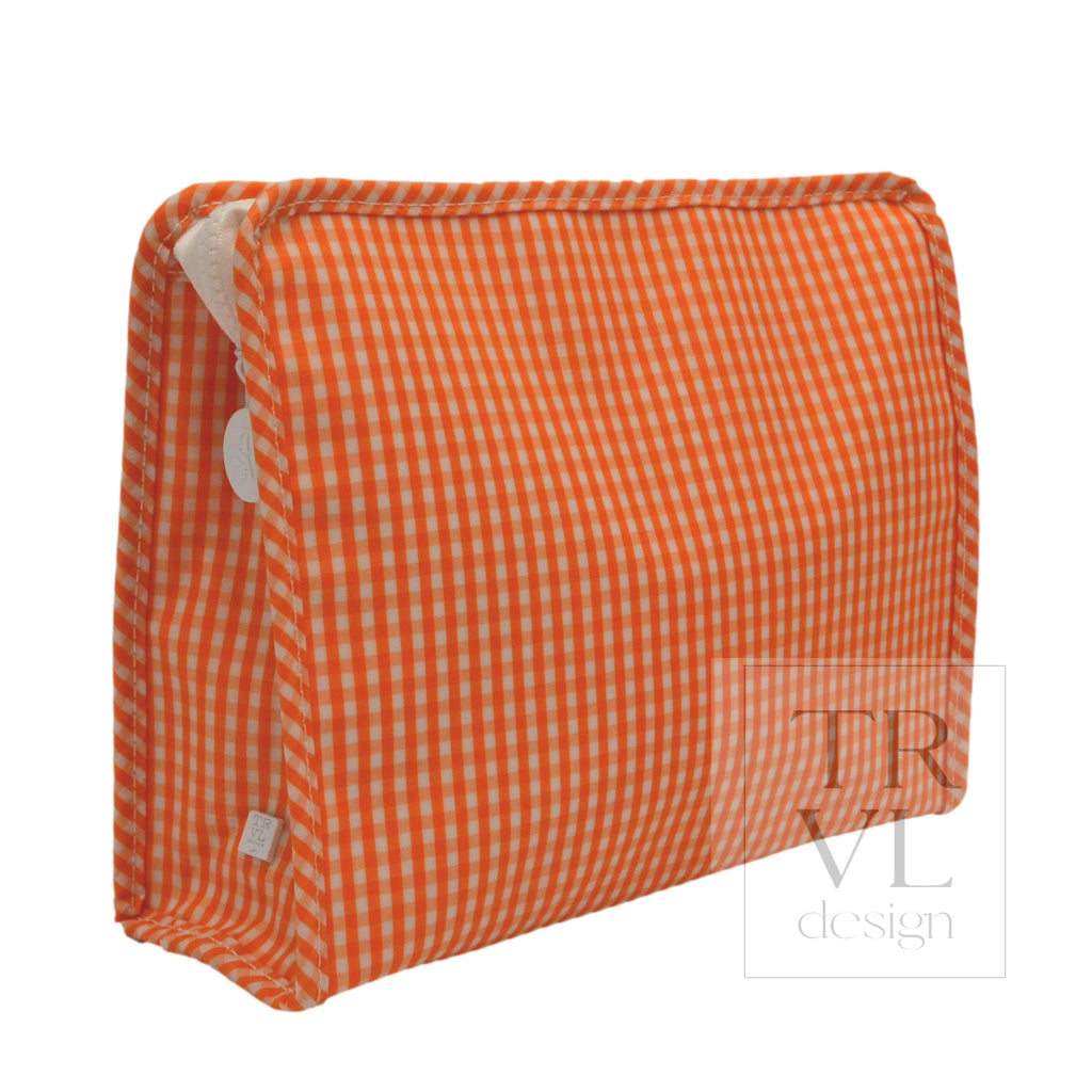 ROADIE LARGE Zip Pouch - GINGHAM ORANGE - Travel Pouches