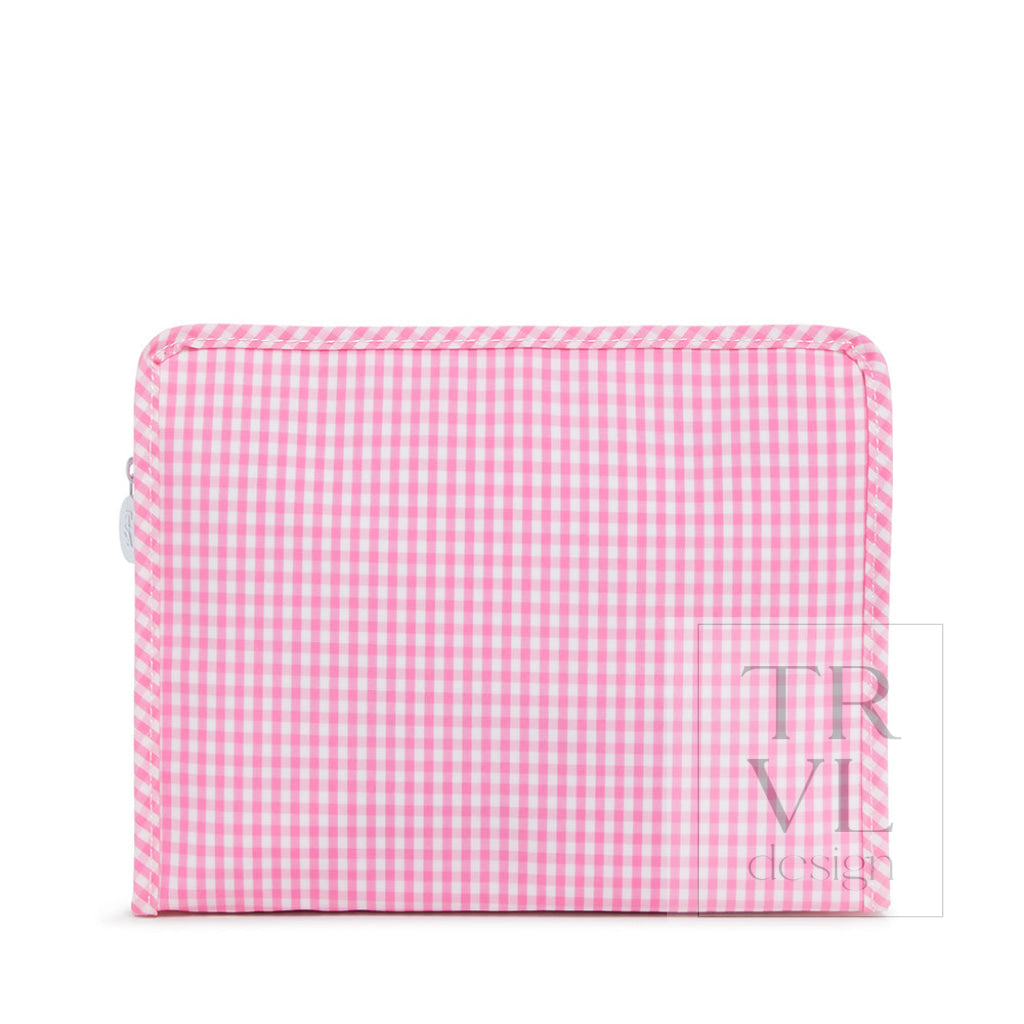 Roadie Large - Gingham Pink Travel Pouches