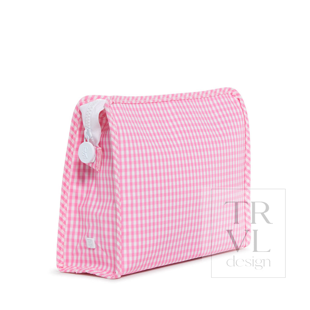 Roadie Large - Gingham Pink Travel Pouches