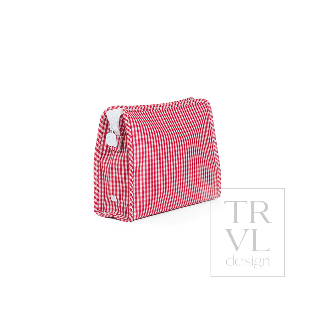 ROADIE LARGE Zip Pouch - GINGHAM RED *backorder due 7/15 - Travel Pouches
