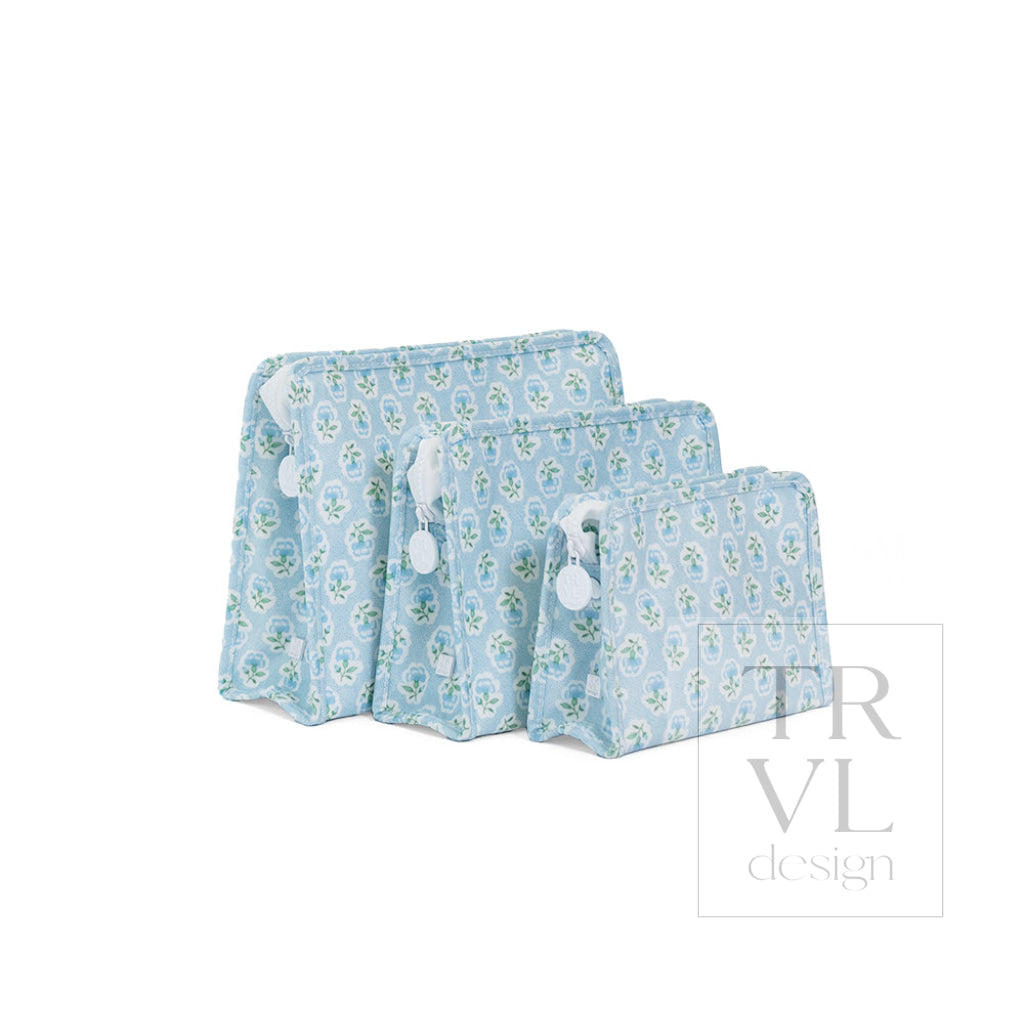 ROADIE LARGE Zip Pouch - PETITE FLEUR BLUE - Travel Pouches