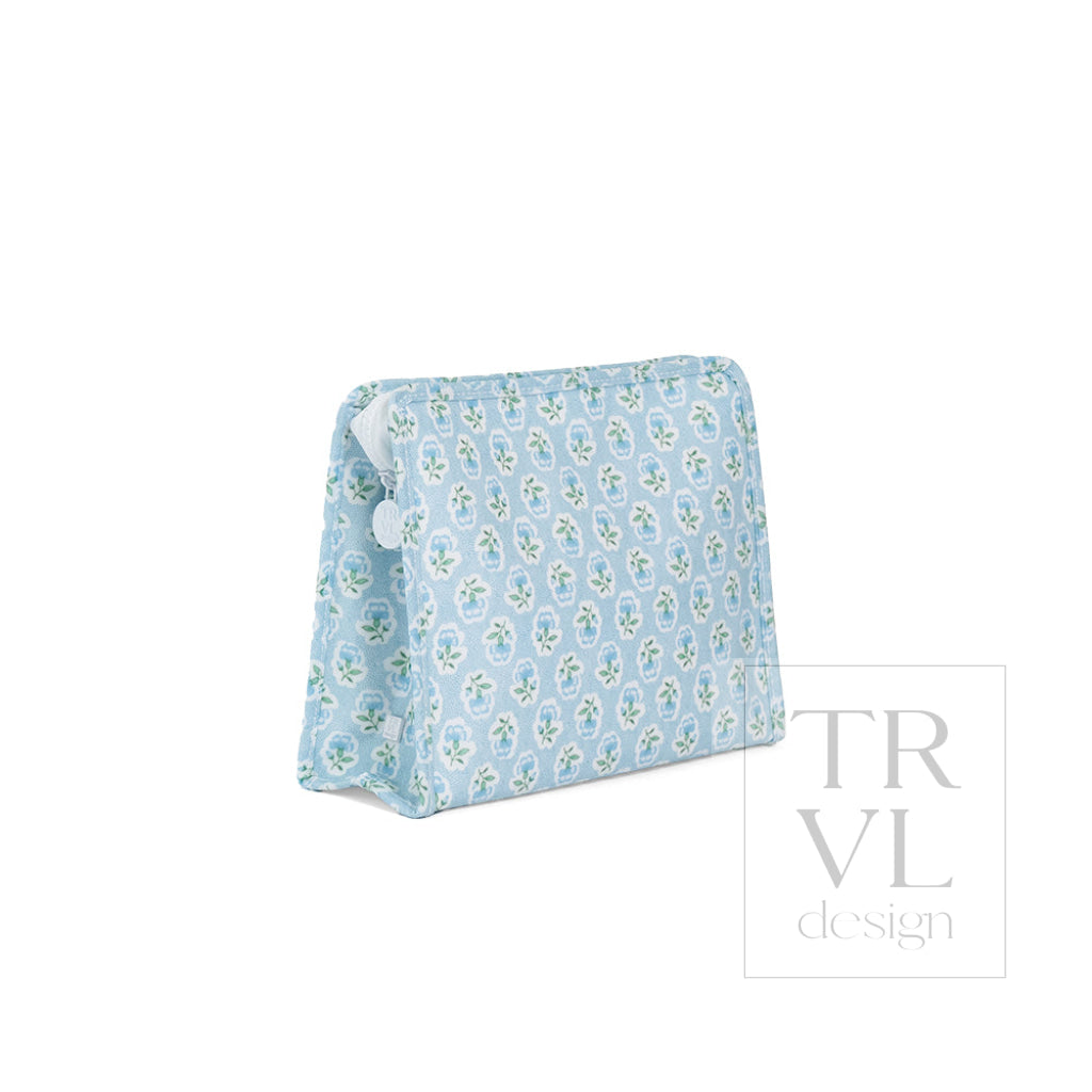 ROADIE LARGE Zip Pouch - PETITE FLEUR BLUE - Travel Pouches