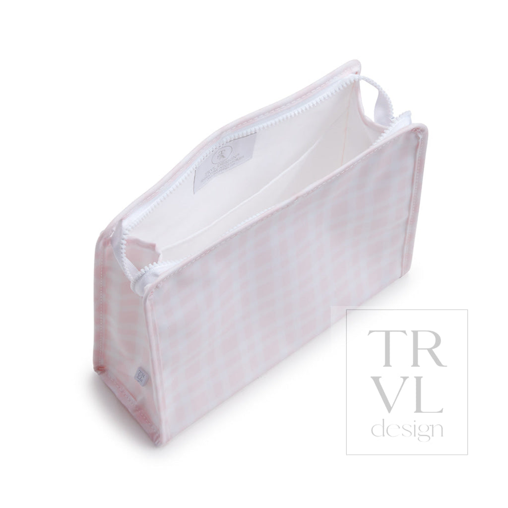 Roadie Large - Pimlico Plaid Pink Zip Pouch Travel Pouches