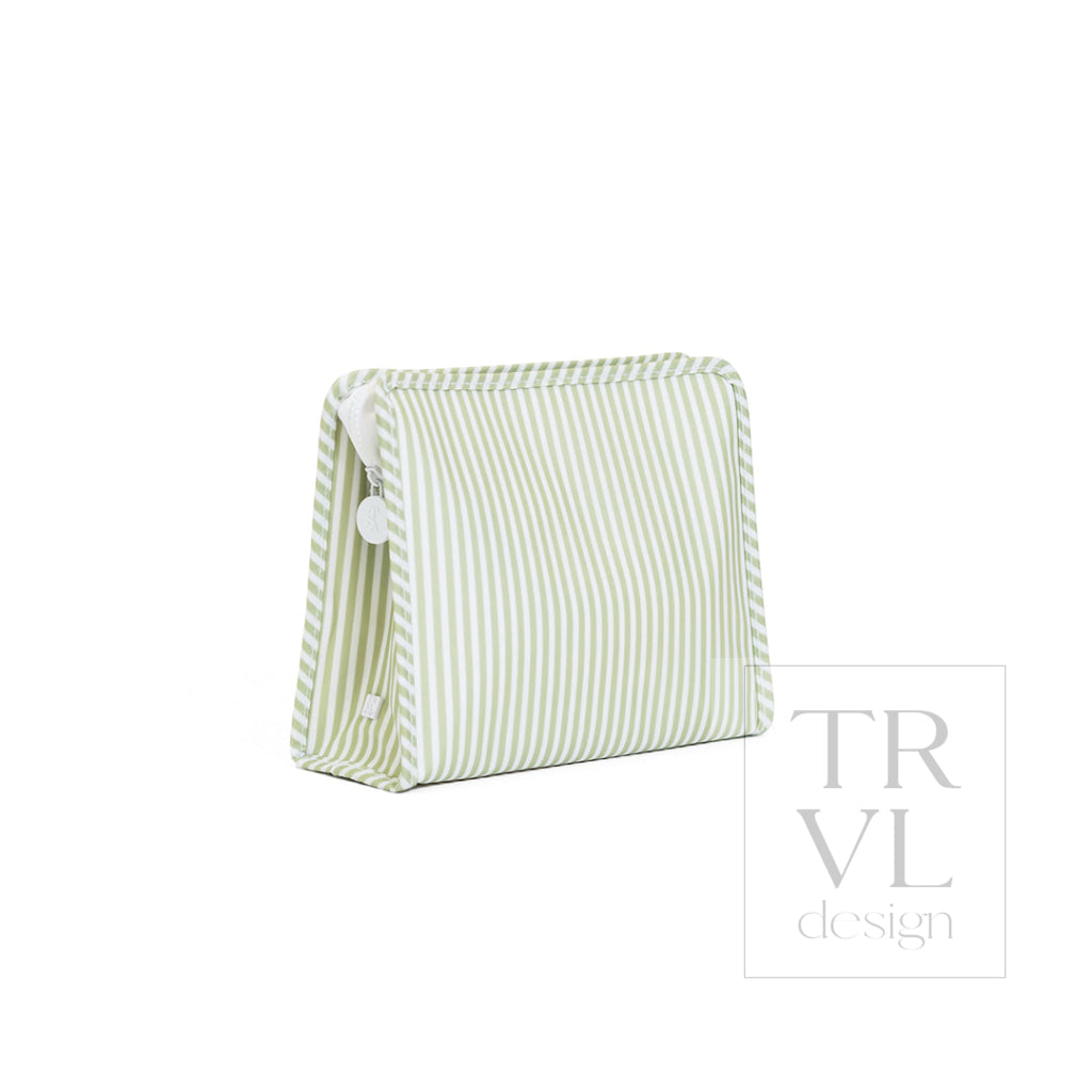ROADIE LARGE Zip Pouch - PIMLICO STRIPE SAGE - Travel Pouches