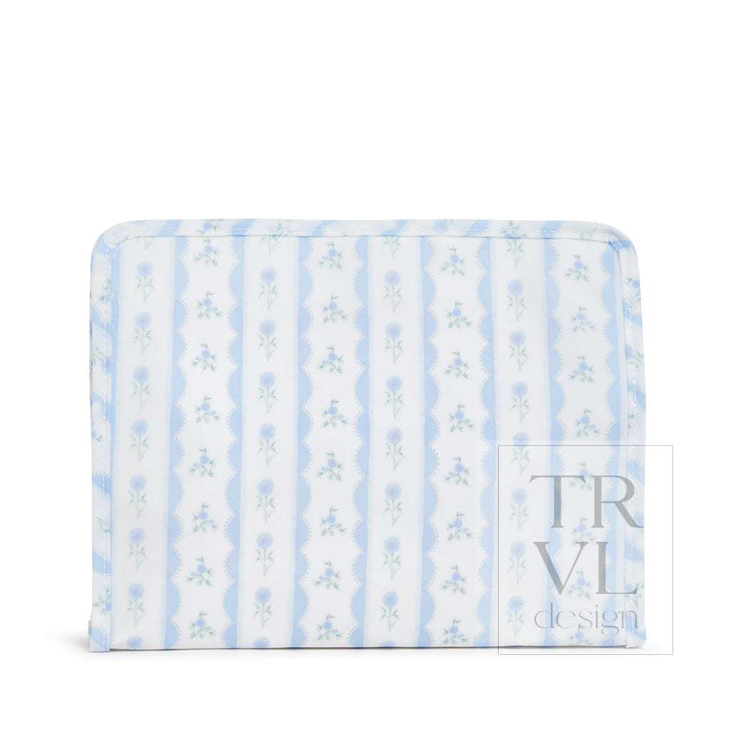 Roadie Large - Ribbon Floral Blue Zip Pouch Travel Pouches