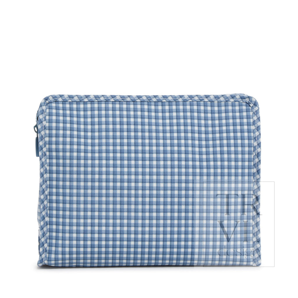 Roadie Large - Rodeo Check Indigo Zip Pouch Travel Pouches