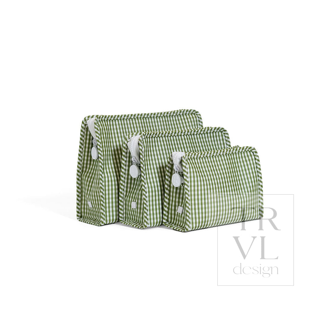 ROADIE MEDIUM Zip Pouch - GINGHAM MOSS - Travel Pouches