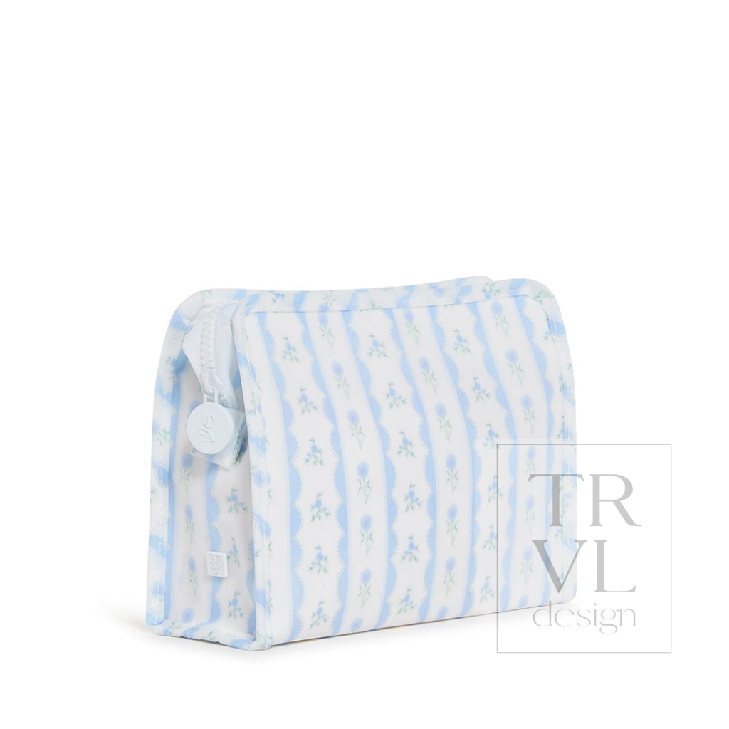 Roadie Medium - Ribbon Floral Blue Zip Pouch Travel Pouches