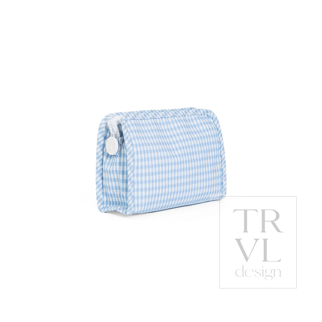 ROADIE SMALL Zip Pouch - GINGHAM MIST - Travel Pouches