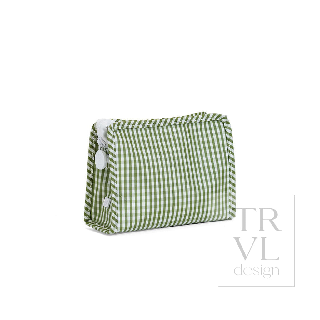 ROADIE SMALL Zip Pouch - GINGHAM MOSS - Travel Pouches