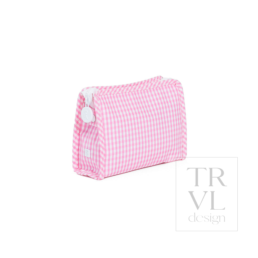 ROADIE SMALL Zip Pouch - GINGHAM PINK - Travel Pouches