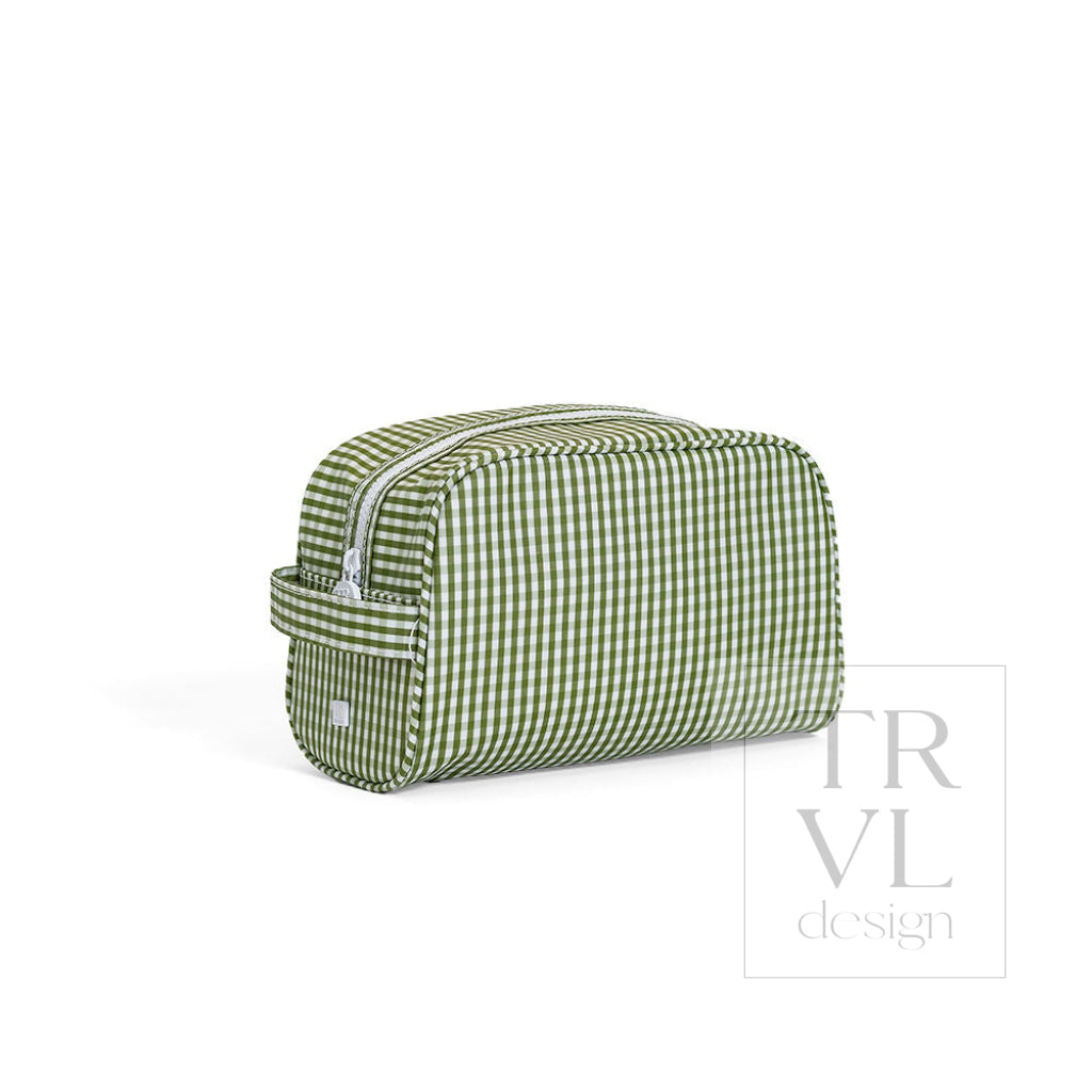 STOWAWAY Toiletry Bag - MOSS GINGHAM - Cosmetic & Toiletry Bags