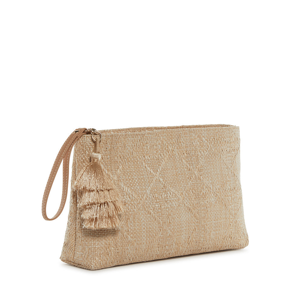 Luxe Bali Straw - Island Clutch Cane Sand *On Special