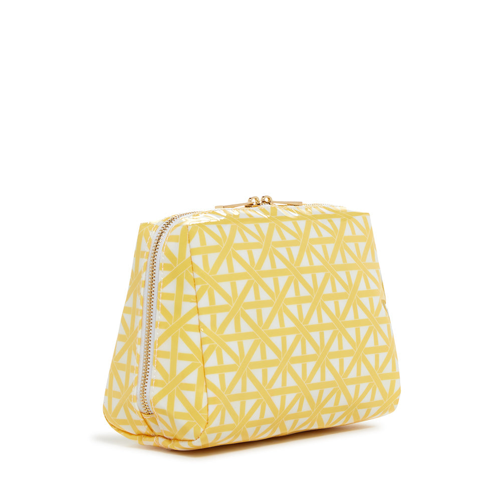 Luxe Gloss Double Zip Med - Trellis Lemon Cosmetic & Toiletry Bags