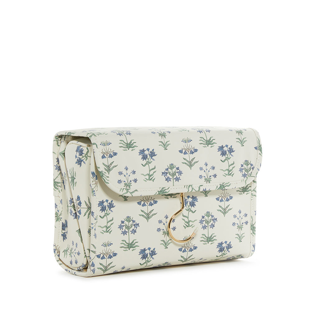 Luxe Hanging Toiletry Case Provence With Green Pinstripe Liner Provence