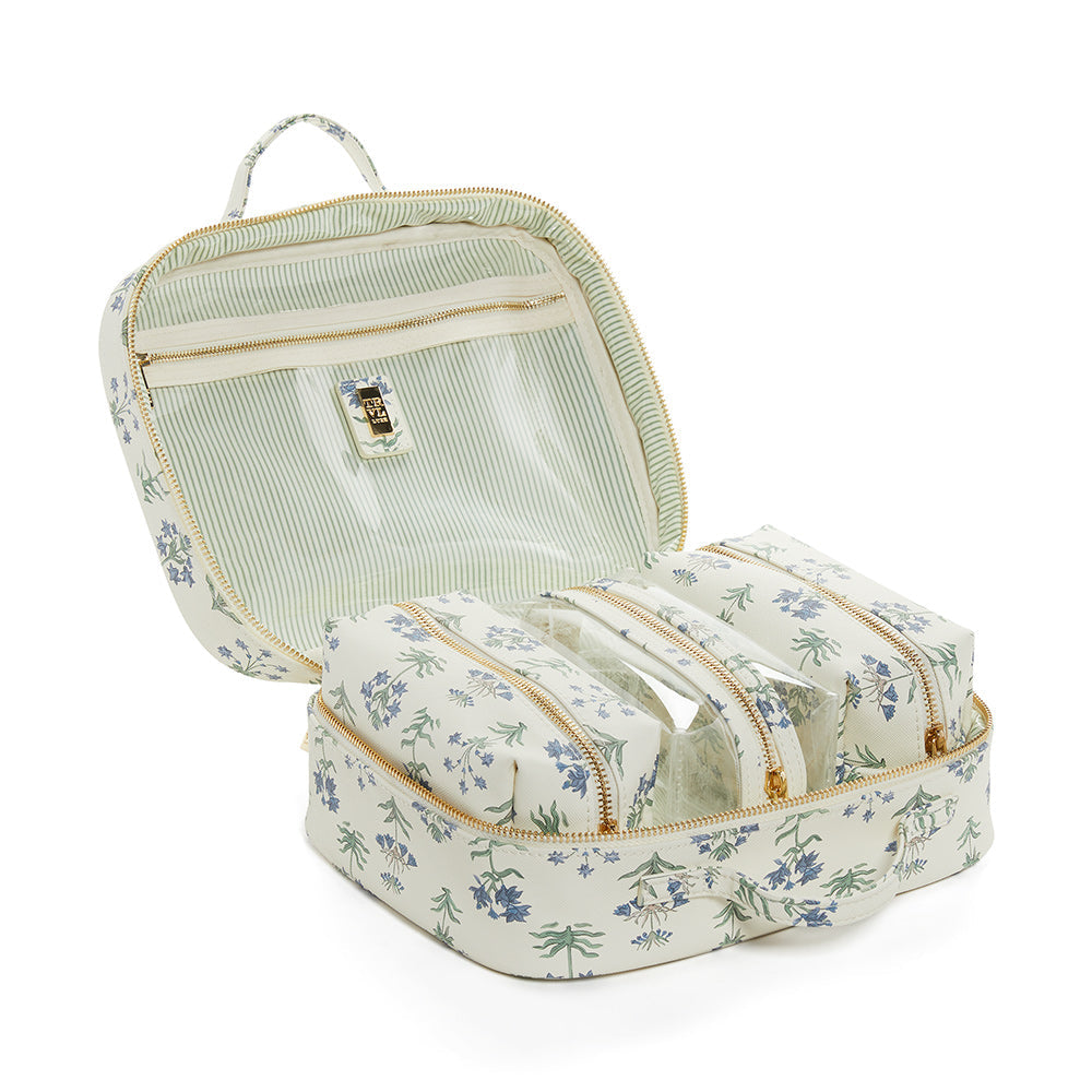 Luxe Trvl2 Provence Cosmetic Case With Green Pinstripe Liner