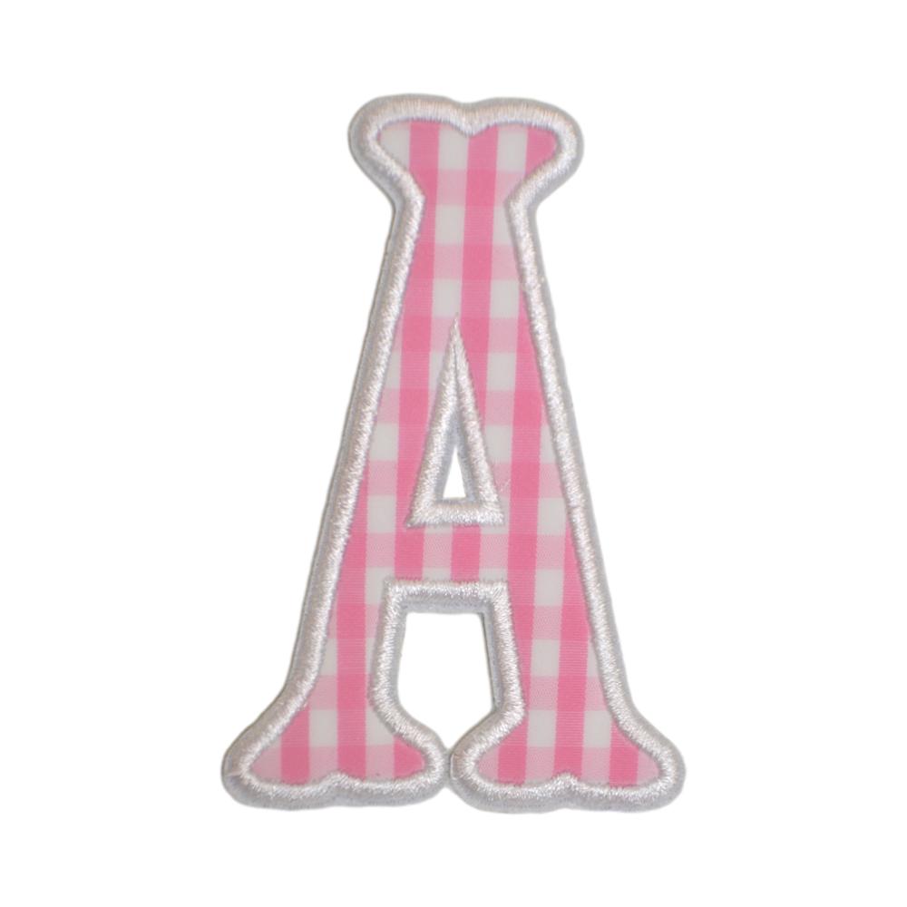 Gingham Pink Appliqué Letters *2 Pc Pre-Pack* Letter A