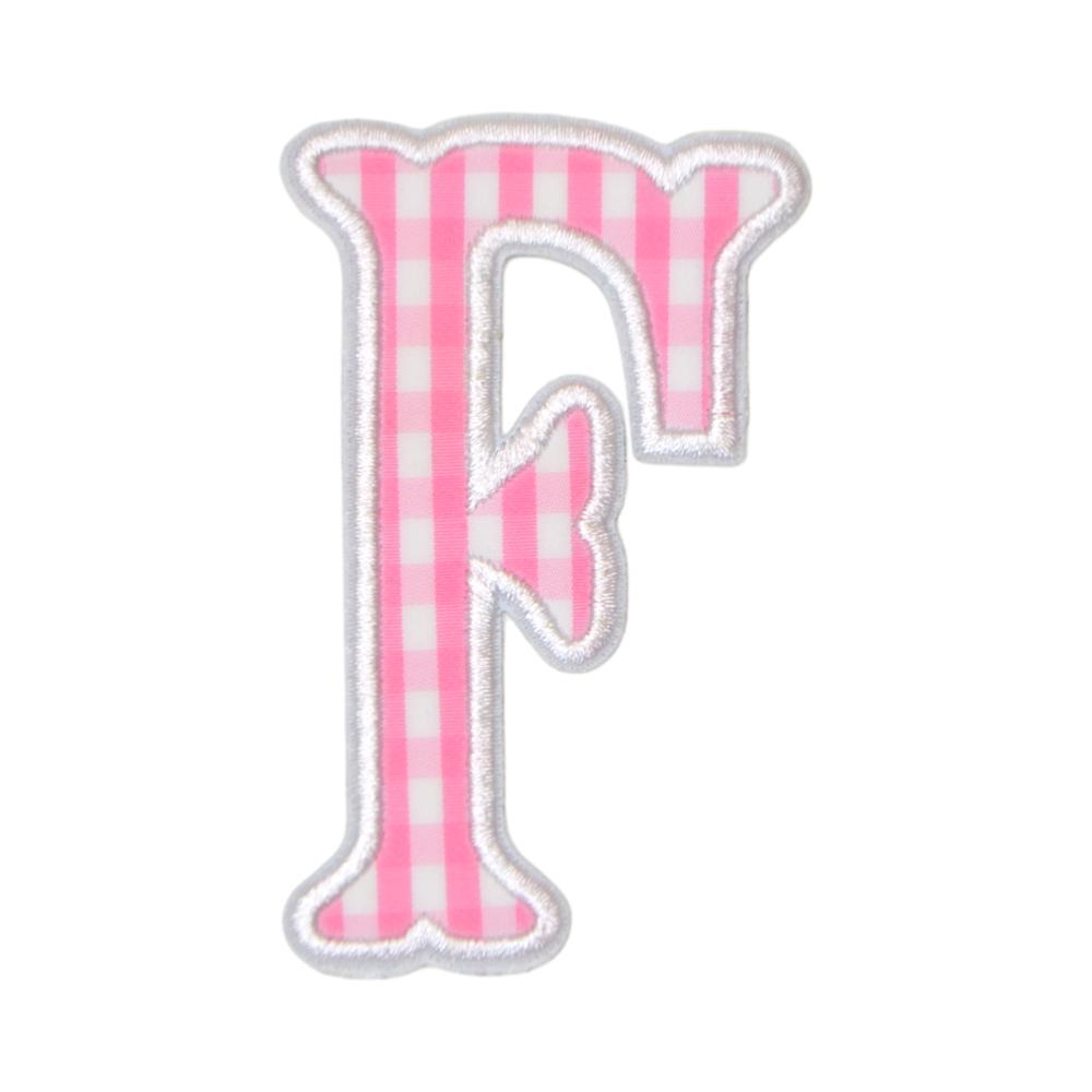 Gingham Pink Appliqué Letters *2 Pc Pre-Pack* Letter F