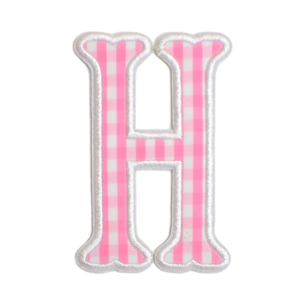 Gingham Pink Appliqué Letters *2 Pc Pre-Pack* Letter H