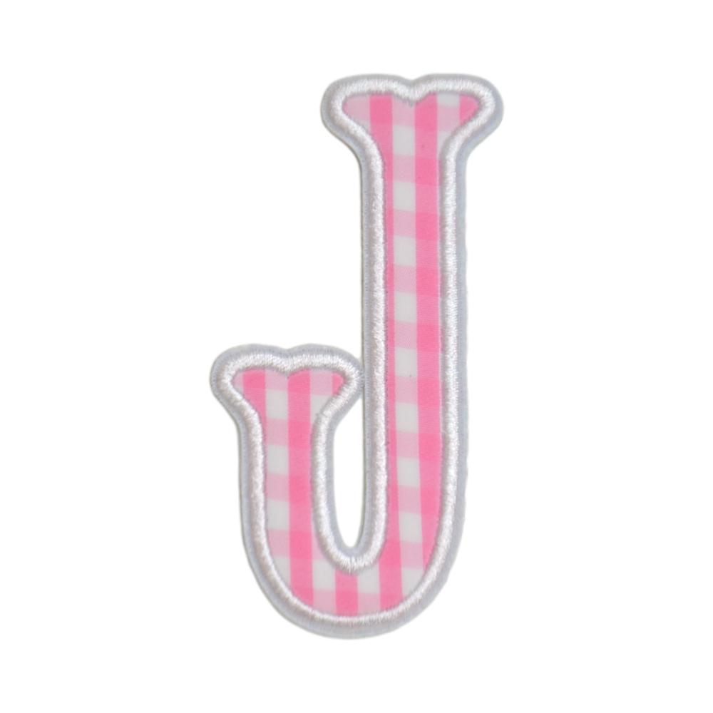 Gingham Pink Appliqué Letters *2 Pc Pre-Pack* Letter J