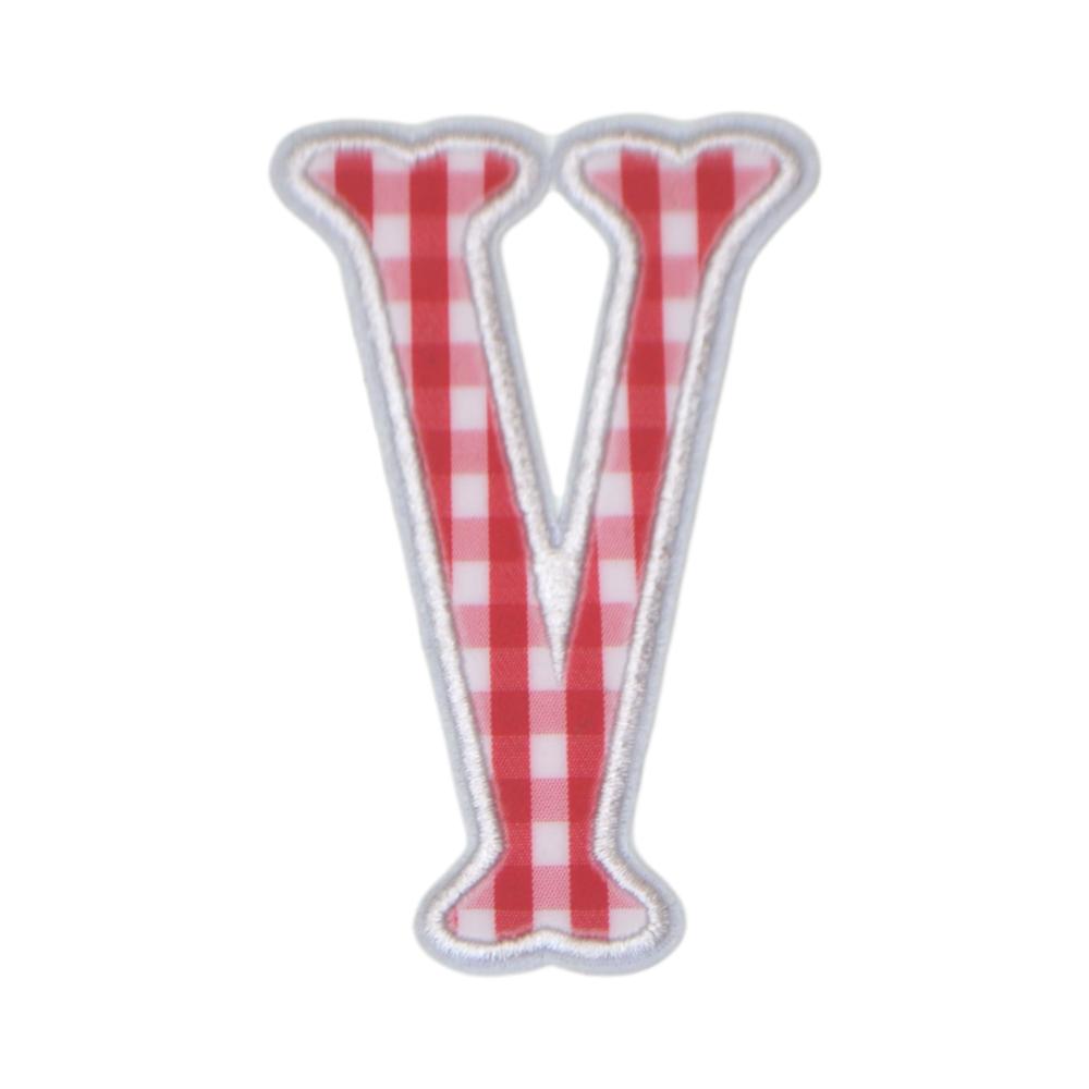 Gingham Red Appliqué Letters *2 Pc Pre-Pack* Letter V