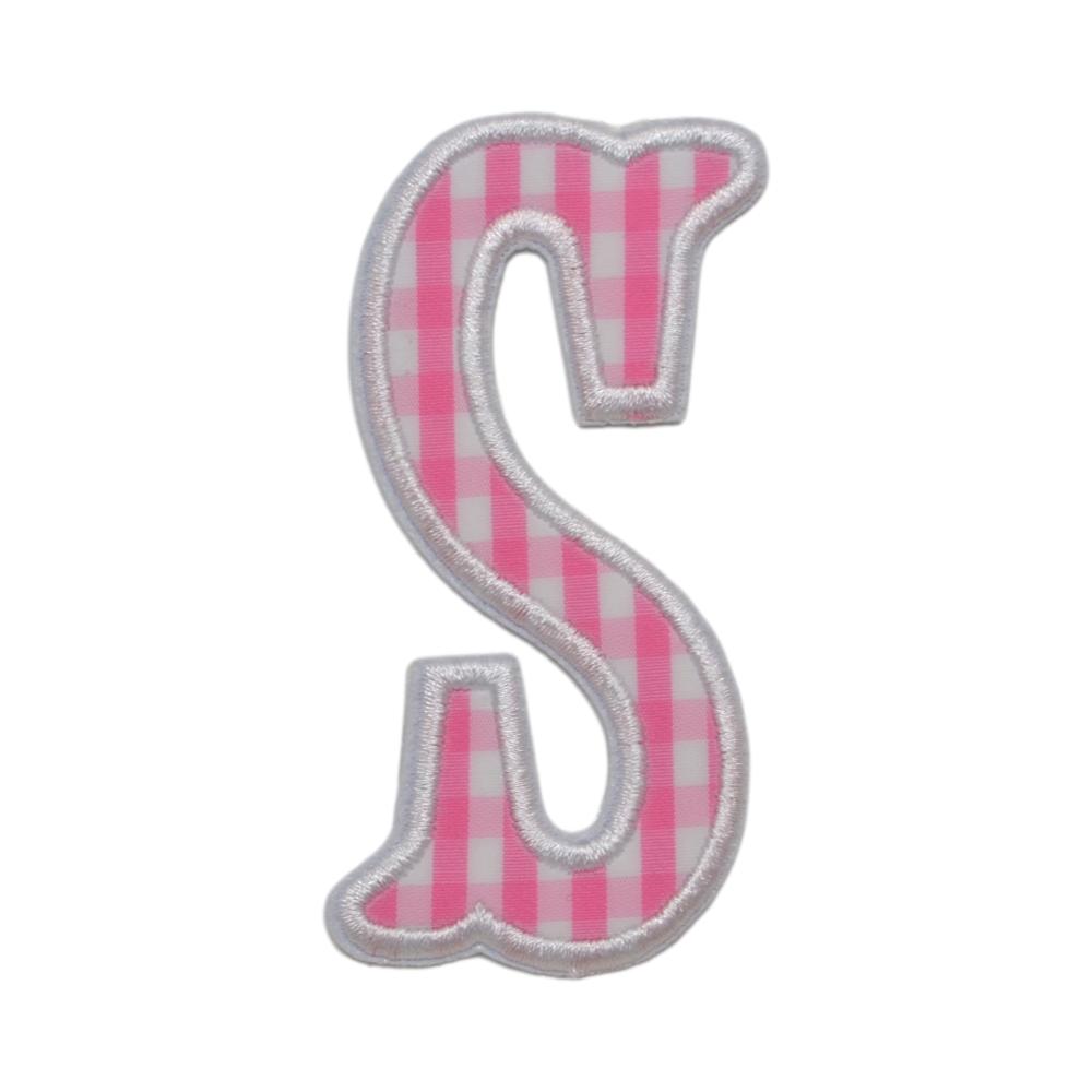 Gingham Pink Appliqué Letters *2 Pc Pre-Pack* Letter S