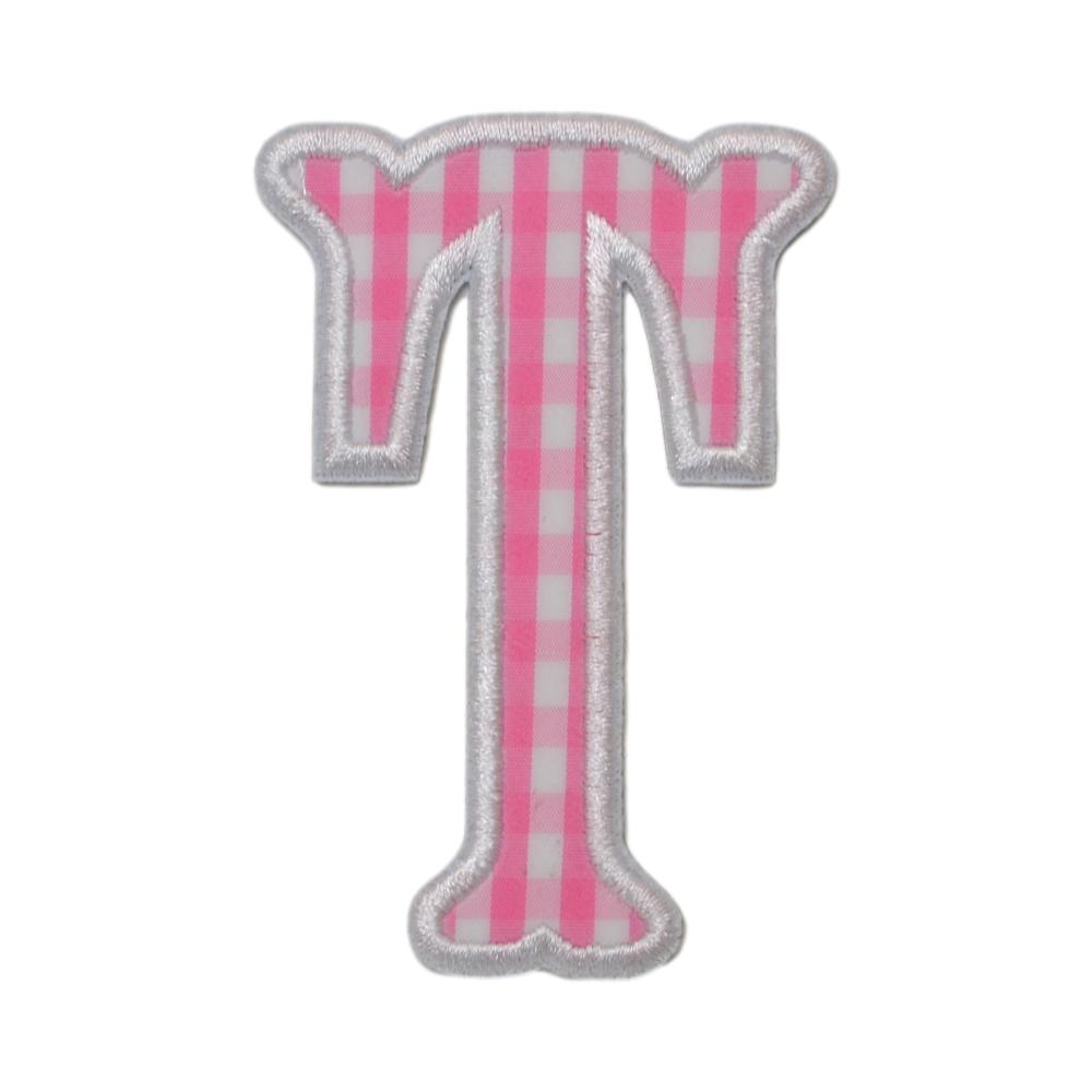 Gingham Pink Appliqué Letters *2 Pc Pre-Pack* Letter T