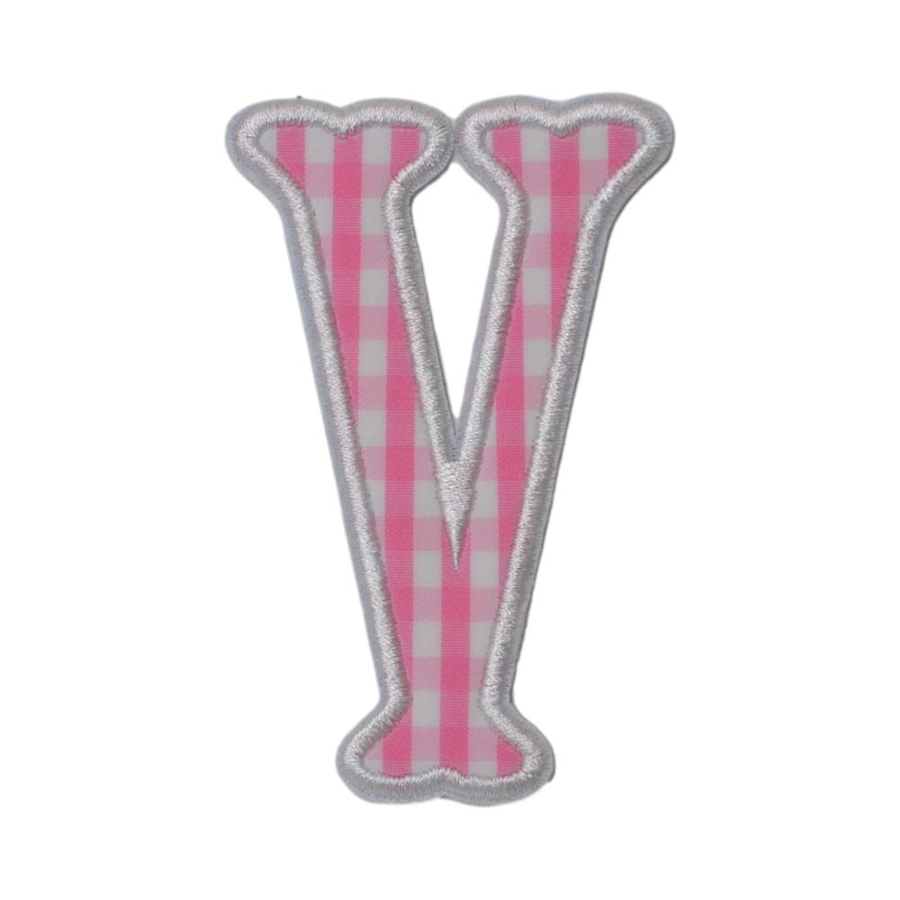 Gingham Pink Appliqué Letters *2 Pc Pre-Pack* Letter V