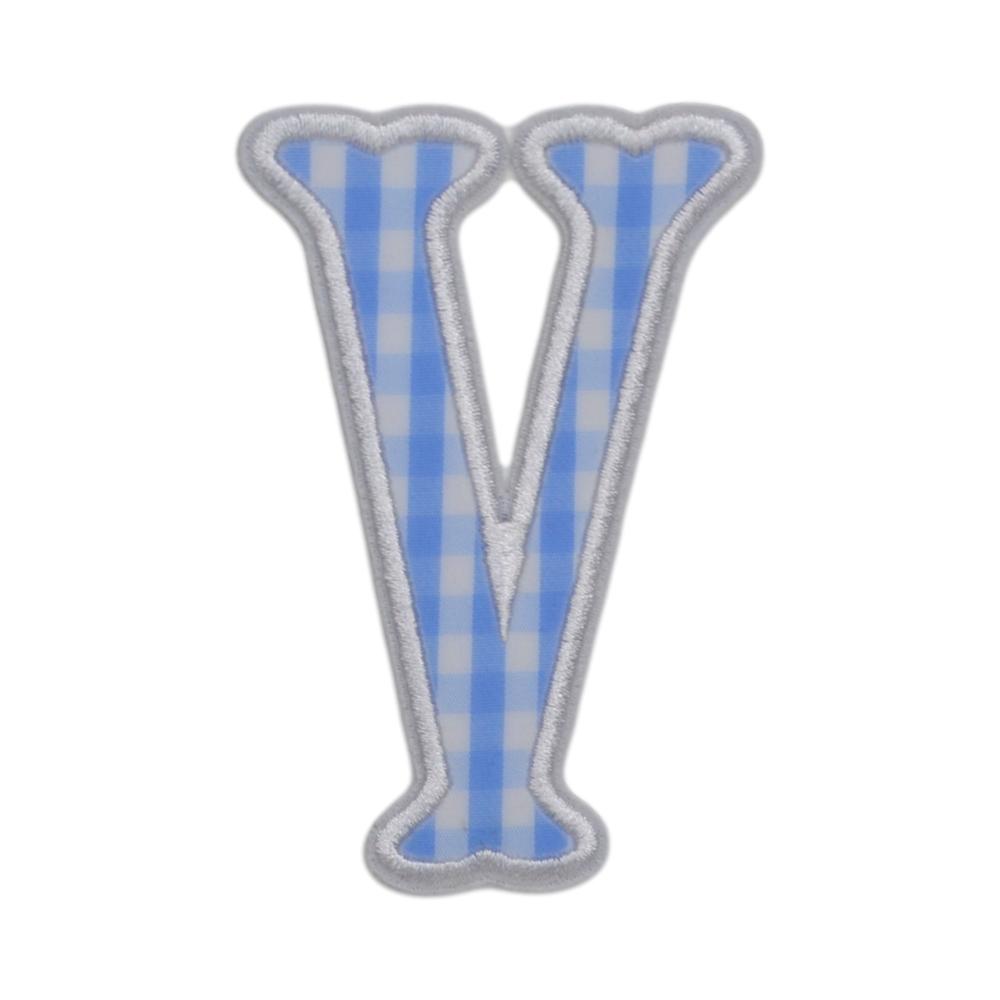 Gingham Sky Appliqué Letters *2 Pc Pre-Pack* Letter V