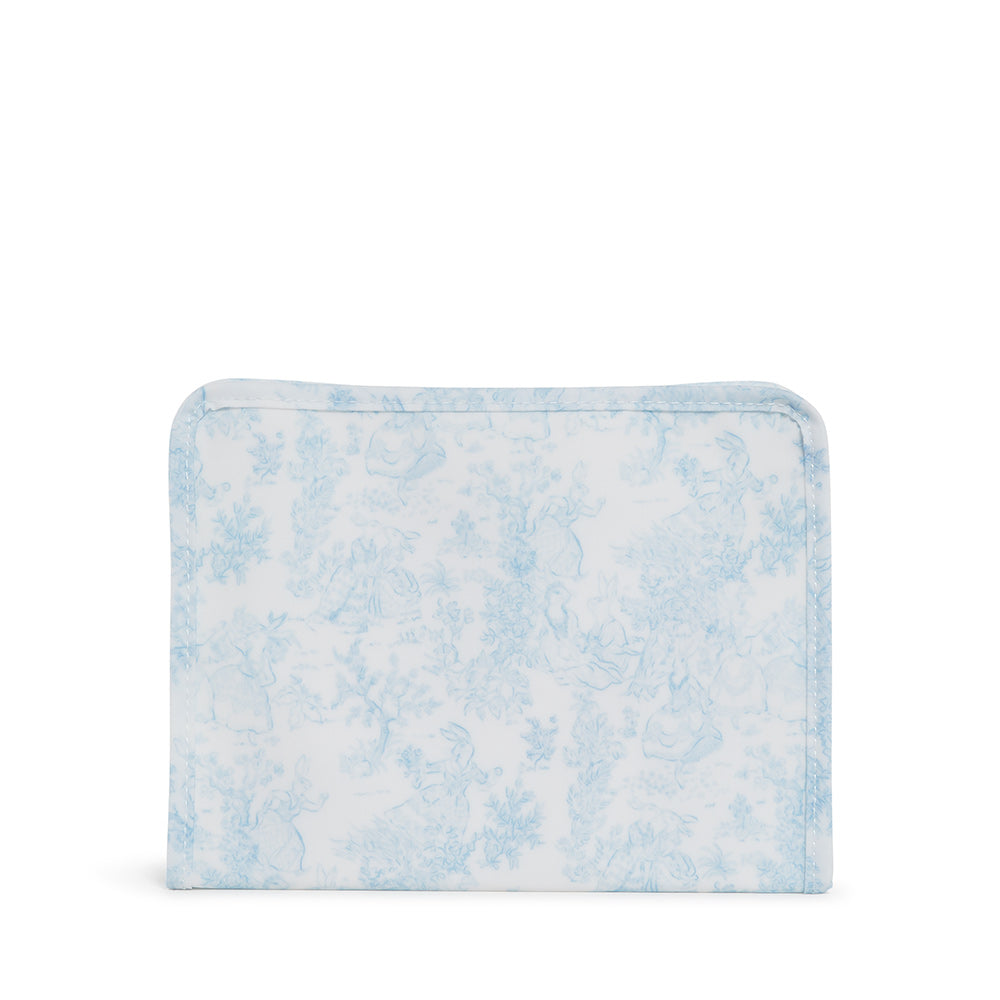 Roadie Medium - Bunny Toile Blue Zip Pouch *New!