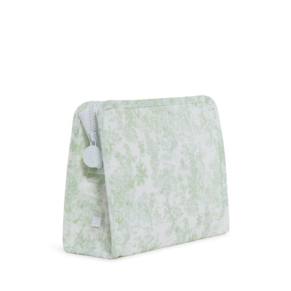 Roadie Medium - Bunny Toile Green Zip Pouch *New!