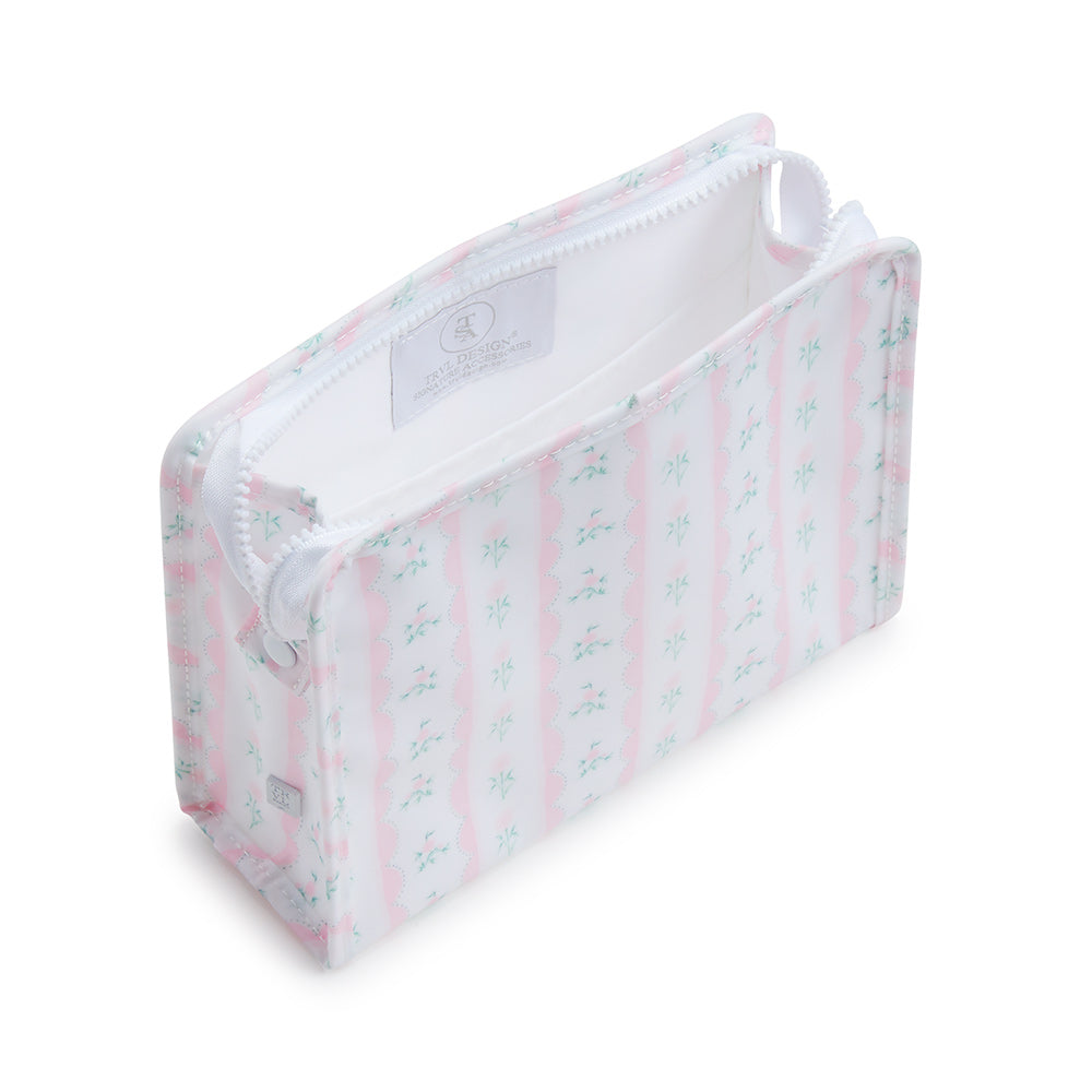 Roadie Medium - Ribbon Floral Blue Zip Pouch Travel Pouches