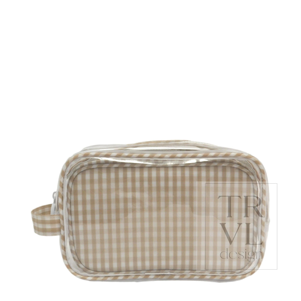DUO GINGHAM CLEAR - GINGHAM KHAKI *TRVL deal - Cosmetic & Toiletry Bags