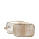 DUO GINGHAM CLEAR - GINGHAM KHAKI *TRVL deal - Cosmetic & Toiletry Bags