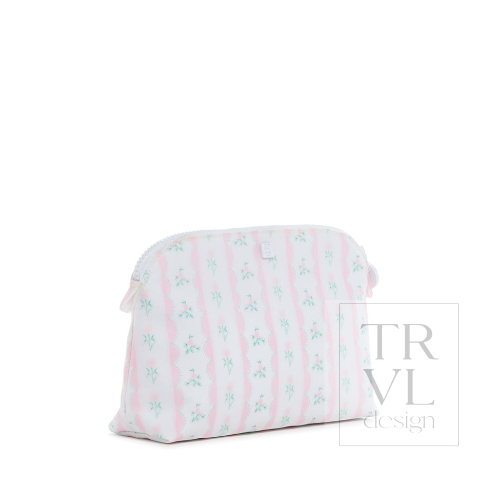 Goodie Cosmetic Bag - Ribbon Floral Pink Cosmetic & Toiletry Bags