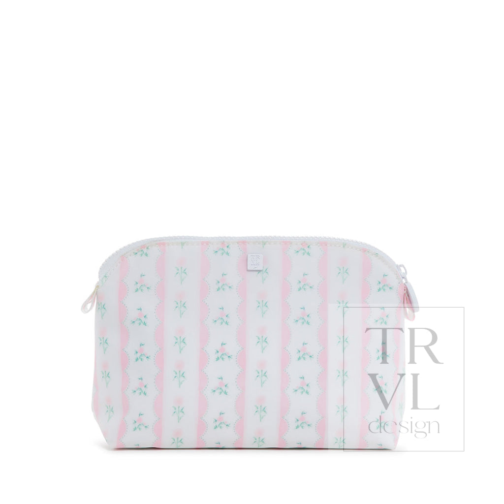 Goodie Cosmetic Bag - Ribbon Floral Pink Cosmetic & Toiletry Bags