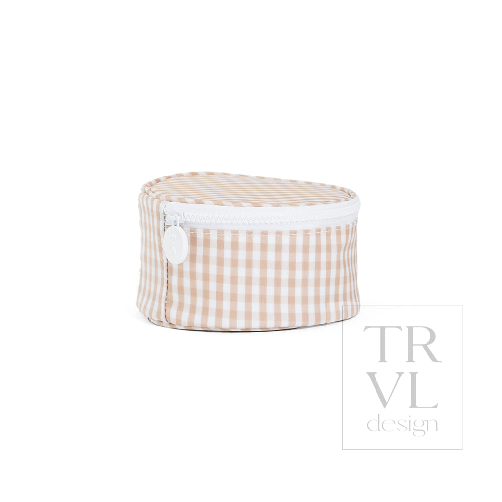 JEWEL ROUND CASE - GINGHAM KHAKI *TRVL deal - Jewelry Holders