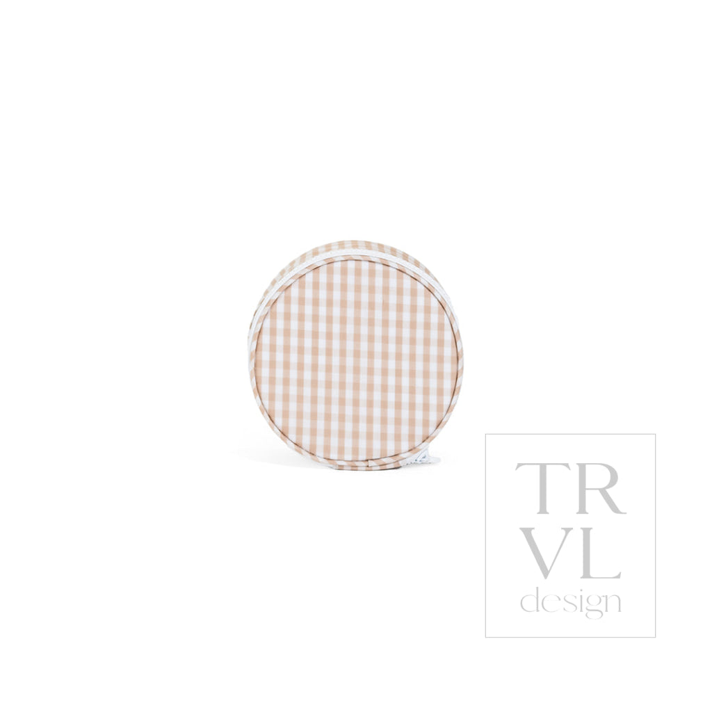 JEWEL ROUND CASE - GINGHAM KHAKI *TRVL deal - Jewelry Holders