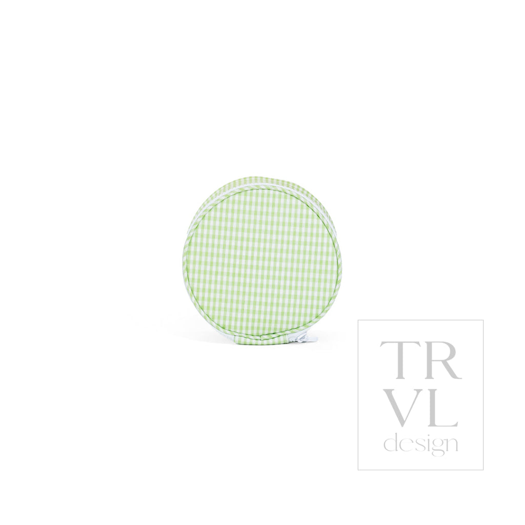 JEWEL ROUND CASE - GINGHAM LEAF - Jewelry Holders