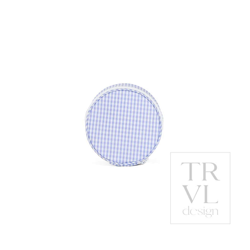 JEWEL ROUND CASE - GINGHAM LILAC - Jewelry Holders