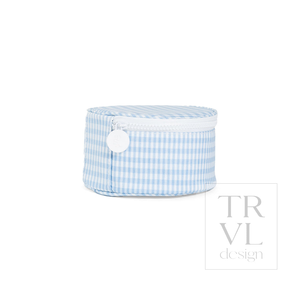 JEWEL ROUND CASE - GINGHAM MIST - Jewelry Holders