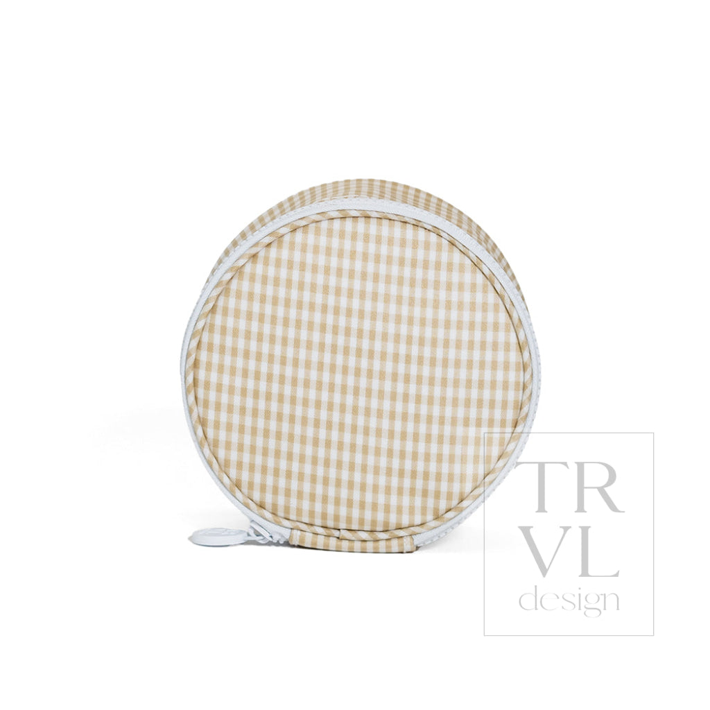 JEWEL ROUND CASE - GINGHAM NEW KHAKI 3 - Jewelry Holders