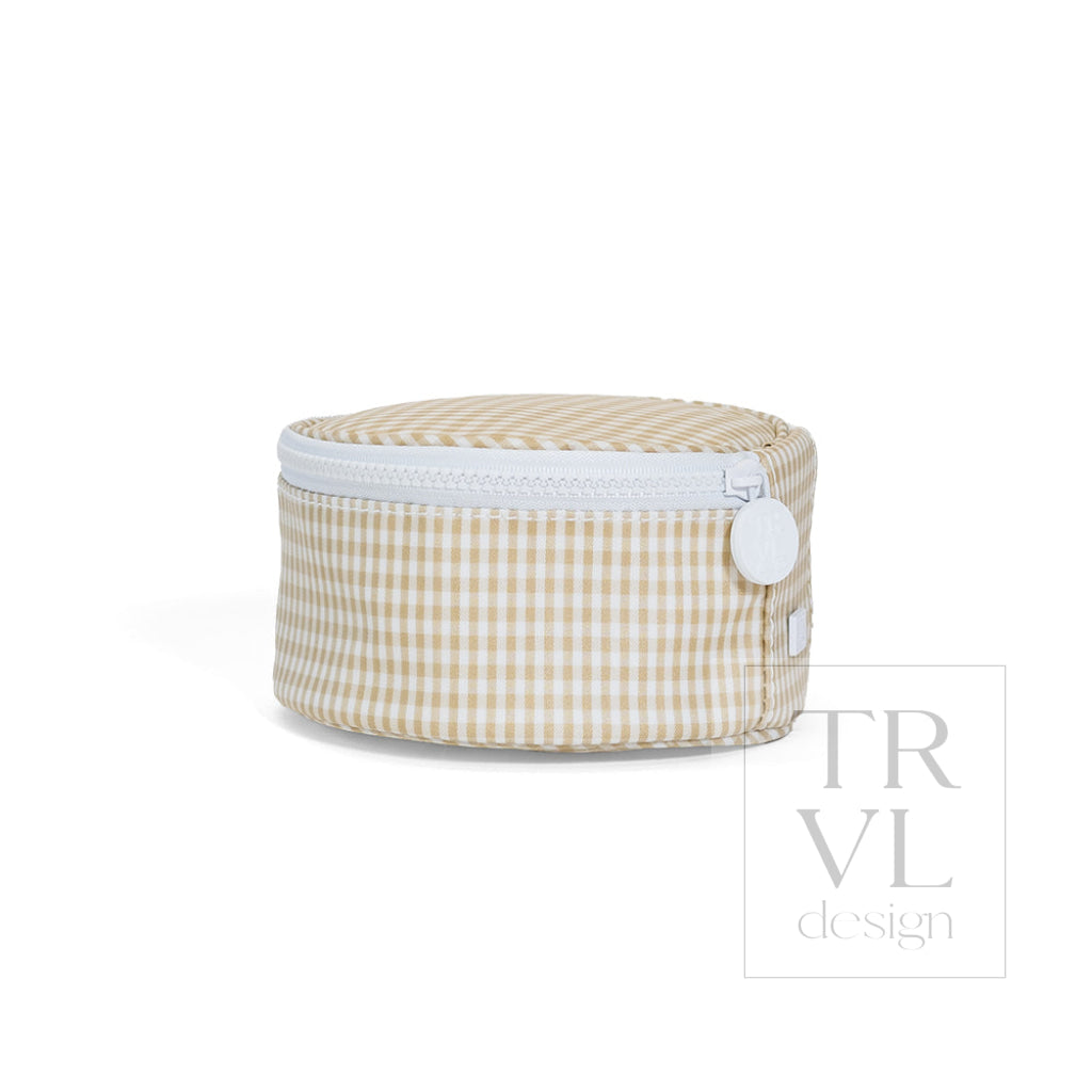 JEWEL ROUND CASE - GINGHAM NEW KHAKI 3 - Jewelry Holders